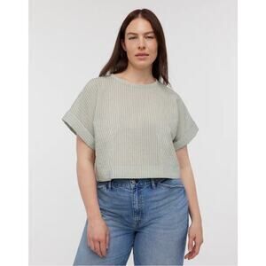 madewell dolman crop top in stripe pistachio np055 women size large